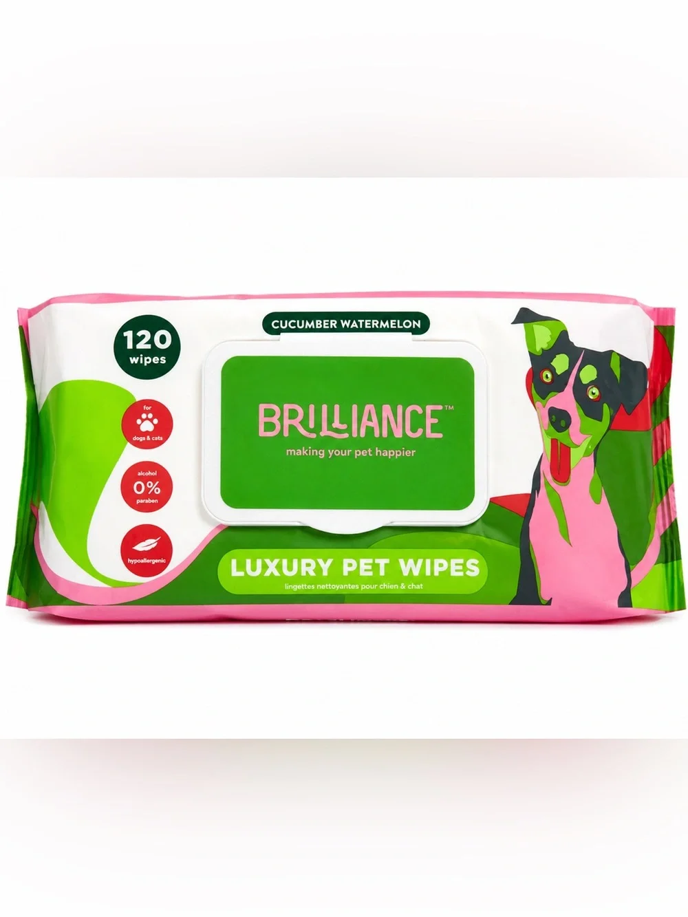 Pet Wipes Brilliance Luxury - Cucumber Watermelon 120wipes